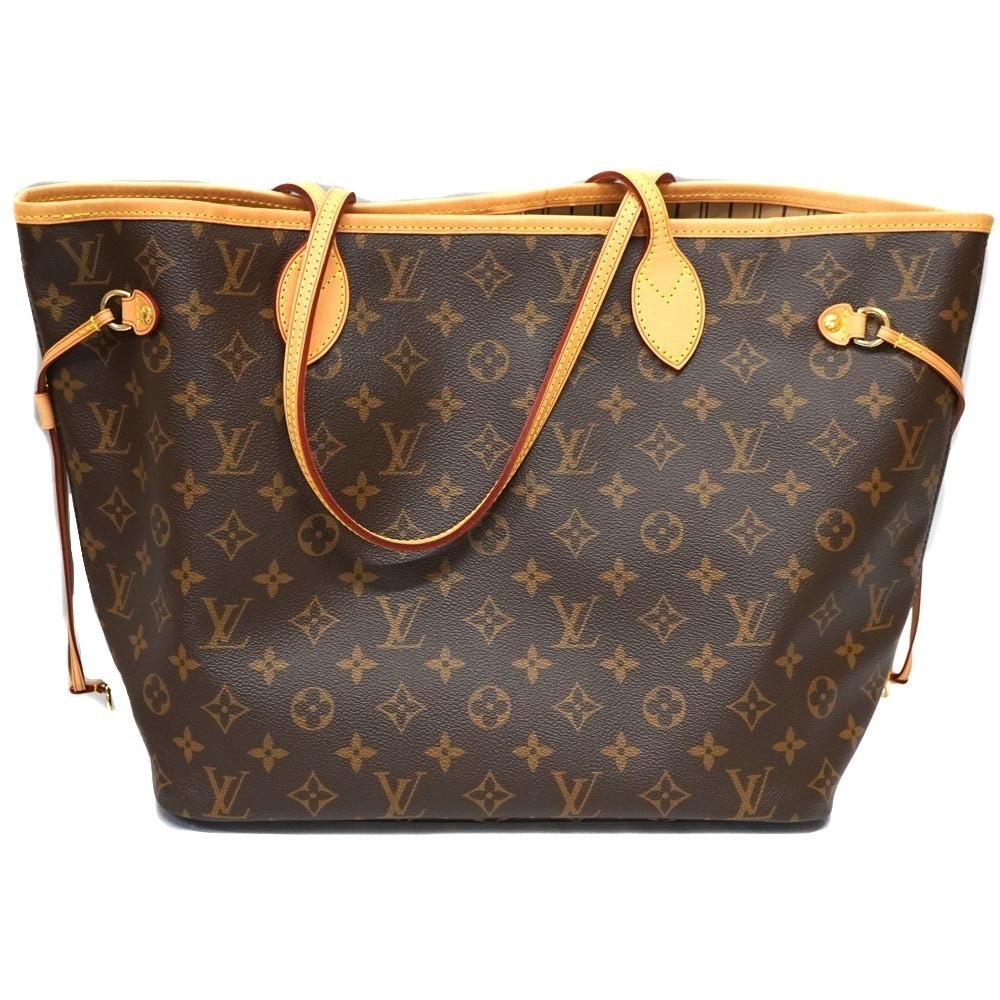Louis Vuitton Beige Bag Canvas Shoulder Tote Brown Monogram Neverfull LV